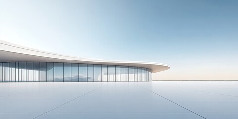 Fototapeta premium Modern Curved Glass Building with Reflective Surface