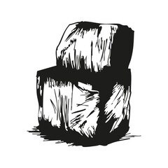 Stacked Hay Bales Illustration. Rustic Agriculture And Farming Symbol. Isolated Vector Illustration