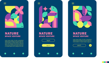 Nature Space Venture Geometric Mobile App Ui Screen Design 