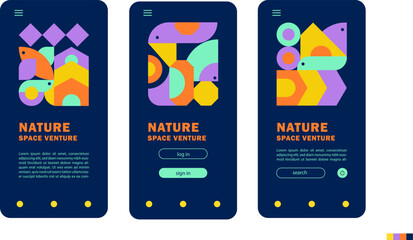 Nature Space Venture Geometric Mobile App Ui Screen Design 