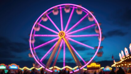 Neon-lit Ferris wheel