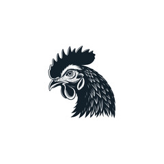 Chicken rooster head mascot Hen silhouette isolated on white background. Vibrant Rooster Logo Collection, chicken head. Chicken head design vector art, chicken animal vector illustration