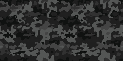 Black camouflage pattern , seamless vector background, Monochrome texture.