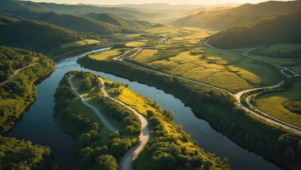 Aerial drone image of Route scenery