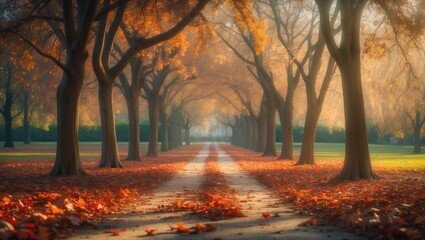 Park in Autumn During a Crisp Day