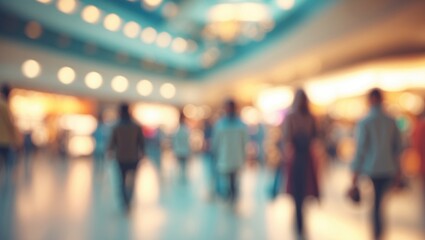 Blurred background of an abstract interior design in a shopping mall.