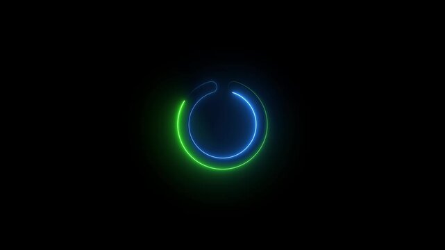 Circle notch symbol icon animation neon glow on black background