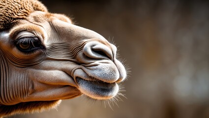 Fototapeta premium Detailed View of a Camel's Muzzle in the Zoo