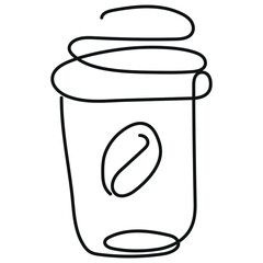 icon for a paper cup for different types of coffee in line art style, for logos and other designs
