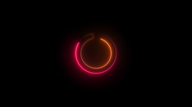 Circle notch symbol icon animation neon glow on black background