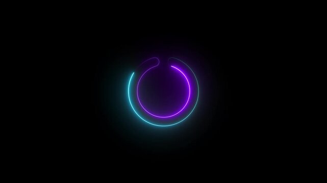 Circle notch symbol icon animation neon glow on black background