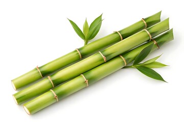 Obraz premium Fresh Bamboo Shoots With Pointed Tips On White Background