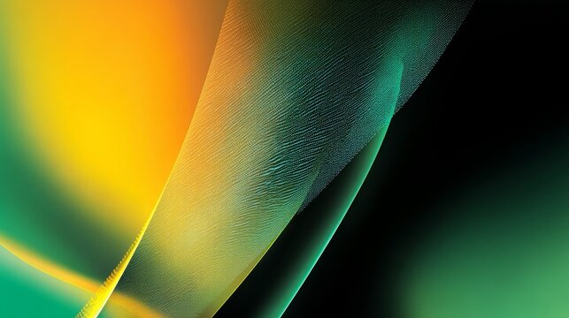 The gradient background is yellow and green, with light and shadow on the left side of the screen. The lines in front have an abstract shape giving it a serse of technology