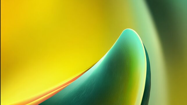The gradient background is yellow and green, with light and shadow on the left side of the screen. The lines in front have an abstract shape giving it a serse of technology