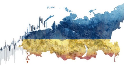 Ukraine stock market, which is depicted as a combination of typical Ukraine features and a stock chart