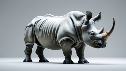 Little Rhino: The Northern White Rhinoceros Set Against a White Backdrop