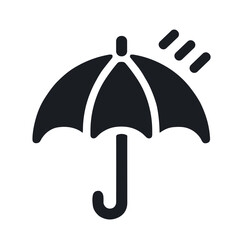 Vector icon of an umbrella with raindrops in a circular design on transparent background for weather and protection concept