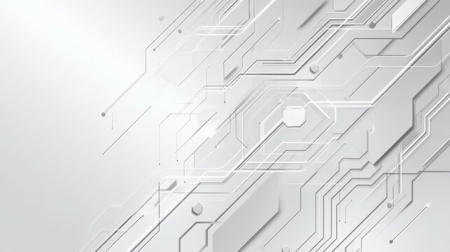 white abstract background geometric, light gray accents, minimalist, symbolizing technology, cyber security