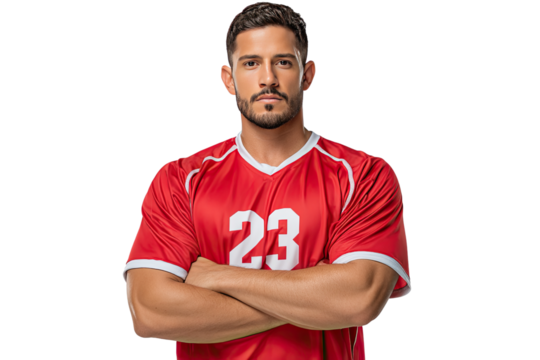 Confident Athlete: A muscular athlete exudes confidence, striking a powerful pose with arms crossed. The athlete radiates strength and determination.