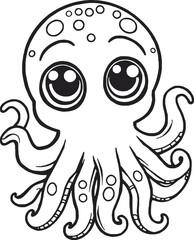 Obraz premium Cute Sea Octopus Outline and Art Line Coloring Page
