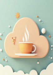 aesthetic coffee illustration, whimsical coffee scene, surreal coffee art,