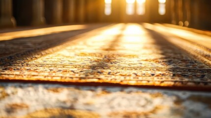 Sunlit Carpet in Mosque: A Golden Hour Serenity