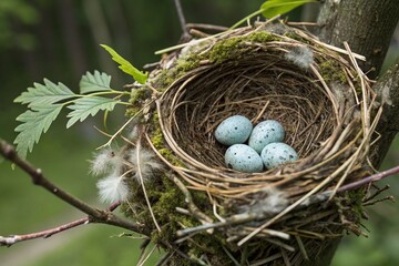 Fototapeta premium bird nest with eggs 