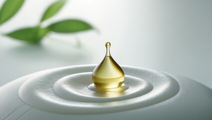 Oil drop of cosmetic lotion on skin cells, advertising background for moisturizer and serum