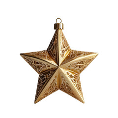 Fototapeta premium golden christmas star ornament bauble isolated on transparent background