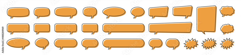 Poster Speech Bubble collection. Talk bubbles with editable stroke and fill, Cloud speech bubbles set. Vector 10 eps.
