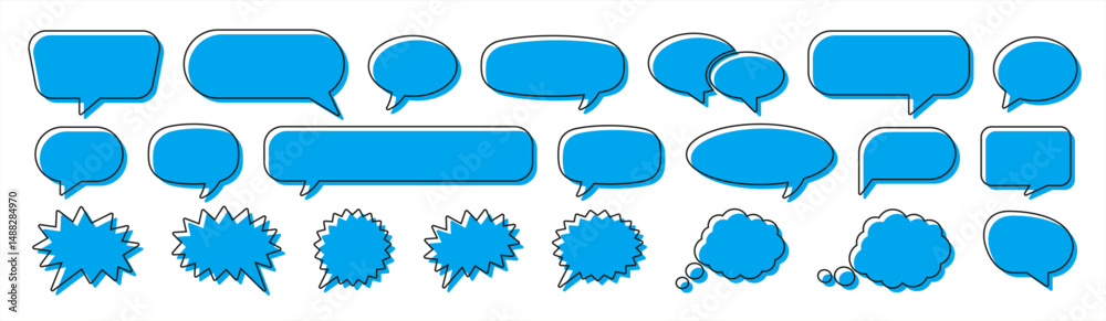 Poster Speech Bubble collection. Talk bubbles with editable stroke and fill, Cloud speech bubbles set. Vector 10 eps.