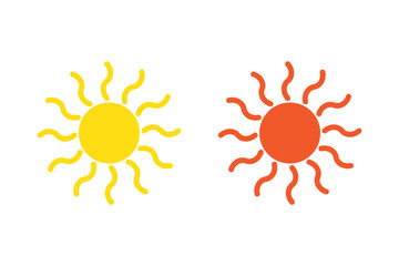 Sun icons. Sun vector icon set in black color isolated set. Sunset icon collection. Yellow sun star icons. Vector illustration .