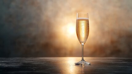 Swirling white wine harvest in a sparkling glass captured in a soft glowing sunset environment