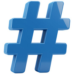 Obraz premium A blue hashtag symbol isolated on a transparent background