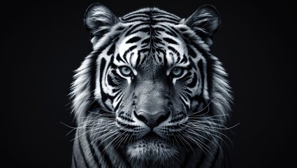 Obraz premium Wildlife photograph of a black and white tiger's face