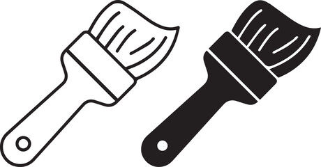 photography, painting, digital art, vector illustration of two spatulas or paint brushes, black and white, minimalist, simple, clean, flat design