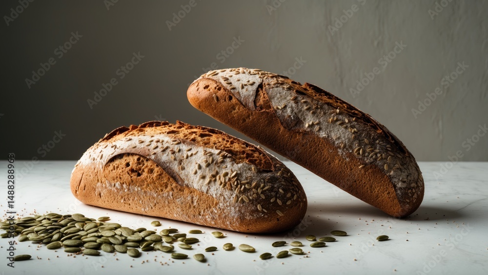 Poster background isolated rustic bread that is organic and healthy. clipping path available.