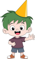 Birthday Celebration Chibi Boy Cartoon Illustration