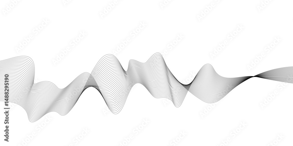 Poster abstract wavy curve lines background. abstract frequency sound wave lines and technology curve lines