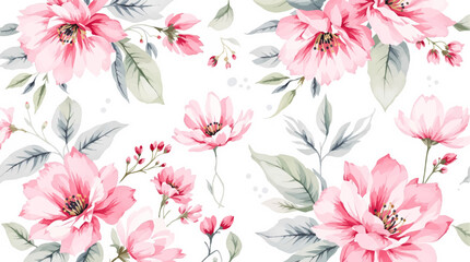 Fototapeta premium Charming cottage style floral pattern with soft pink blossoms