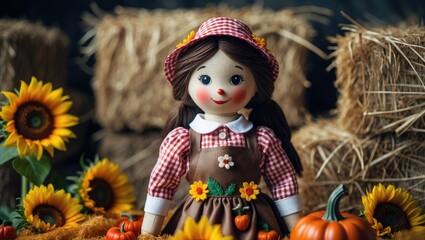 Girl Holding a Straw Doll