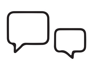 Fototapeta premium Simple black line art speech bubbles, representing communication.