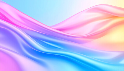 Soft, flowing waves of pastel colors create a serene and dreamy atmosphere, blending pink and blue hues seamlessly in an abstract design