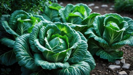 Obraz premium Cabbage plants thriving in the garden