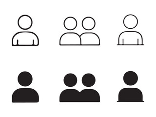 Simple Line and Solid User Icons for Web Design