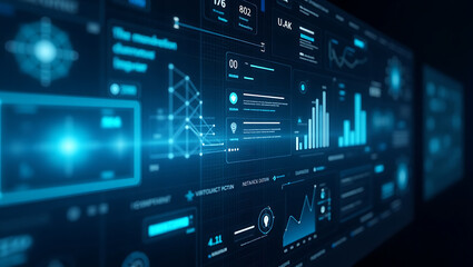 Futuristic Digital Dashboard Display for Technology UI