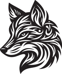 Fototapeta premium PrintFox Head Tribal Vector Stylized Fur Line Art Design new trendy unique 2025