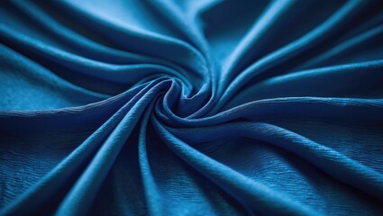 Cloth pleated blue texture, background, pattern. A beautifully glossy satin fabric with a shiny finish, creating a stylish and glamorous design.