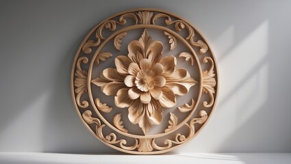 Antique floral carvings isolated on white surface