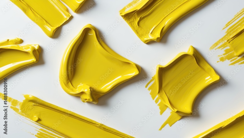 Poster handcrafted oil paint brush strokes isolated on a white background as design elements, featuring fou
